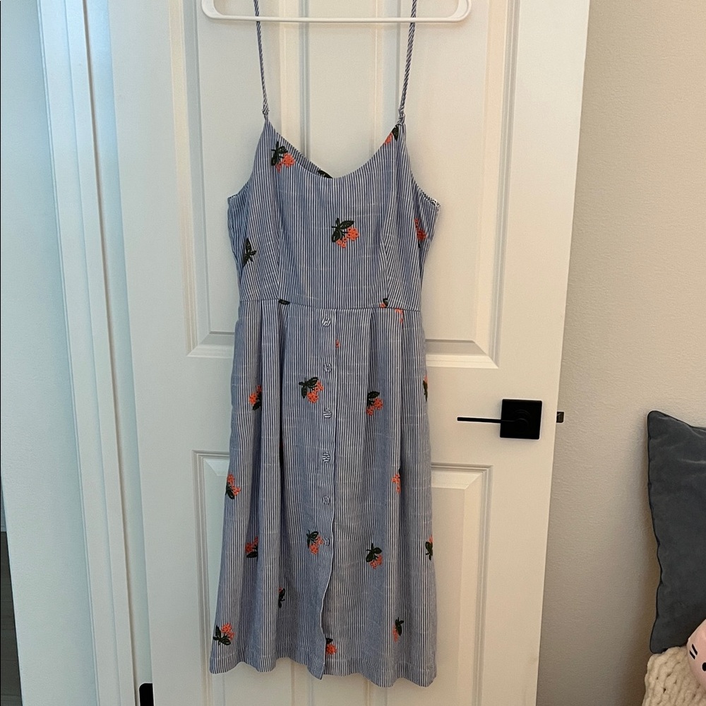 J.O.A. Blue Dress with Floral Design